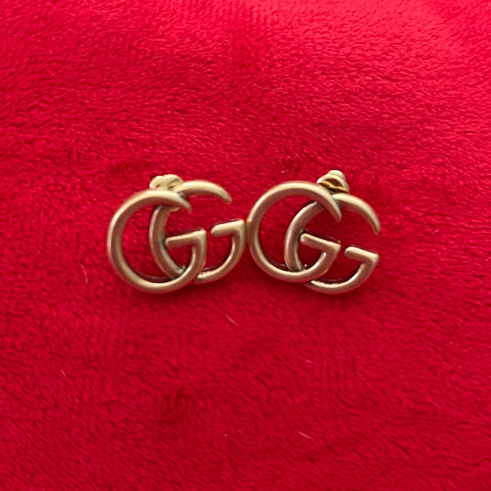 GG Monogram Matte 14k Gold Earrings